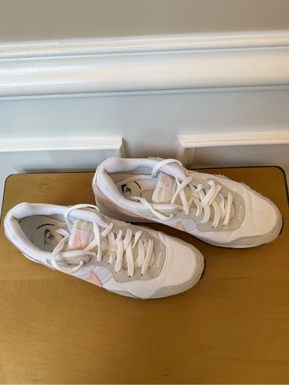 Nike Women’s White Sneakers with Pink Swoosh